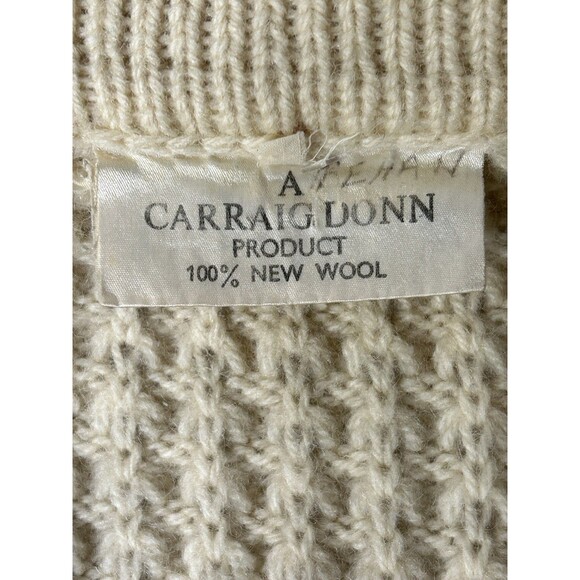 Vtg. Carraig Donn 100% WOOL THICK Cable Zip Cardigan Sweater 36 Medium to Large - Picture 15 of 16